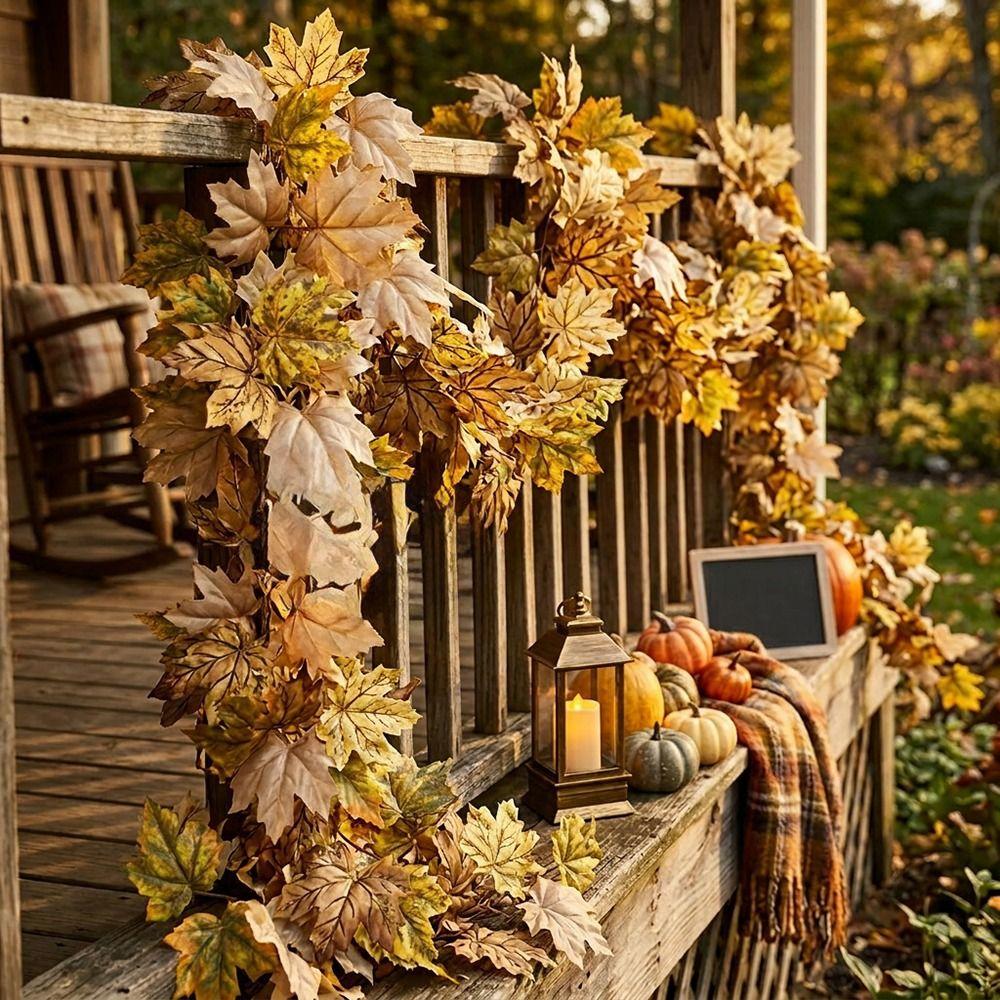 Autumn Artificial Mapple Leaves Garland Multicolor Fall Leaves Vine Festival Ornament