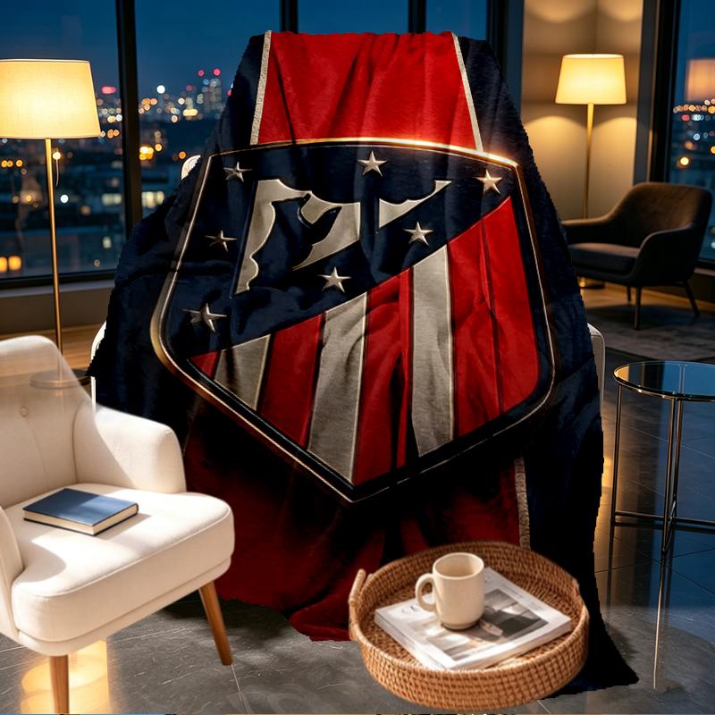 Coperta con Stampa Atletico Madrid - Morbida e Confortevole, per Camera da Letto, Viaggio, Divano, Decorazione per la Casa - Regalo di Compleanno o Natale per un Amico