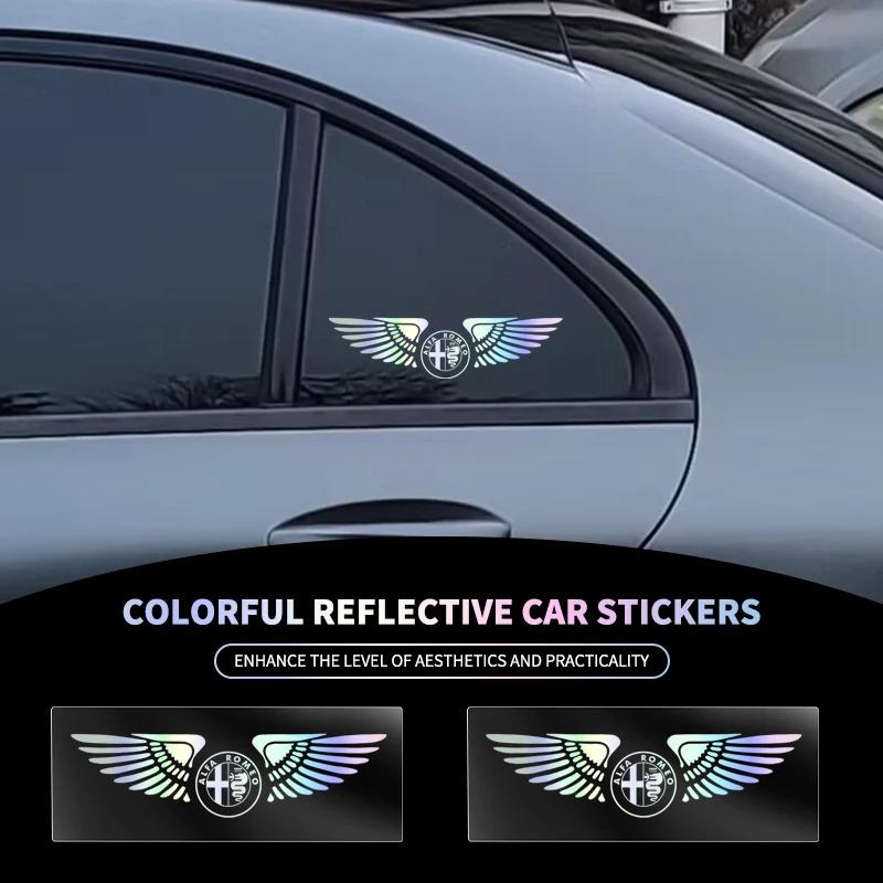 Colorful Reflective Laser Car Refit Personalized Wing Sticker For Alfa Romeo Giulia Stelvio Junior Tonale 33 Stradale 4C Giu