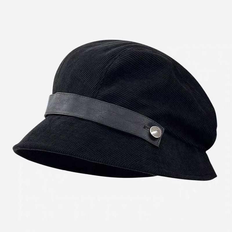Hat female casual versatile plain basin hat big head circumference shows small face bucket hat shows small face чёрный