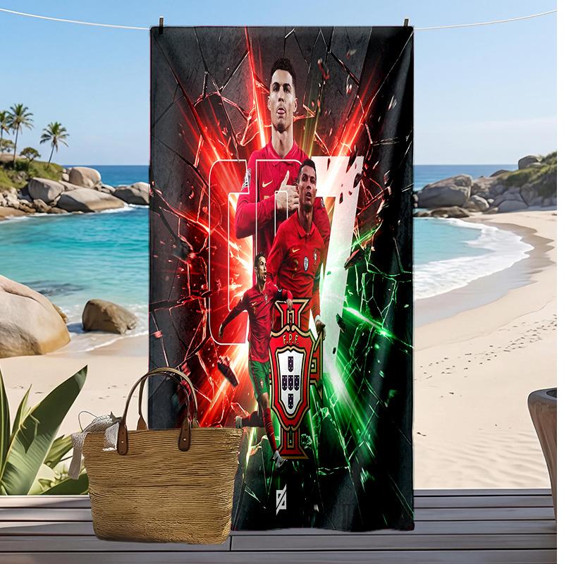 Portugal Fußball Print Strandtuch Schnelltrocknend Super Saugfähig Weiches Badetuch für Schwimmen Strand Reisen Fan Souvenir Geschenk