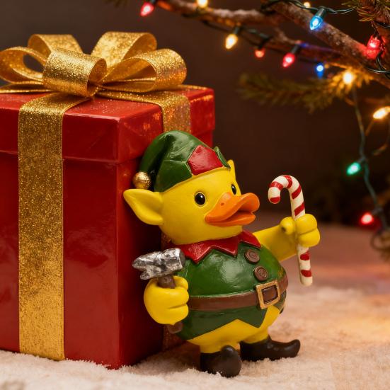 Christmas Ornament Santa Claus Deer Snowman Duck Shape Resin Figure Holiday Theme Festive Decoration