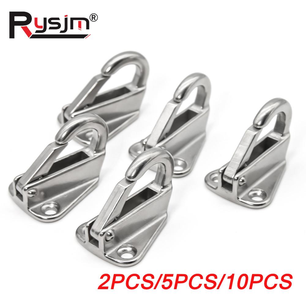 2/5/10PCS 316 Stainless Steel Snap Attach Rope Hook Hardware Marine Boat Spring Locked Fender Fending Hooks Fender Spring Hook