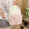 Cute Sweet Girl High Value Female Korean College Style Bow Polka Dot Backpack Schoolbag Commuter Backpack Female
