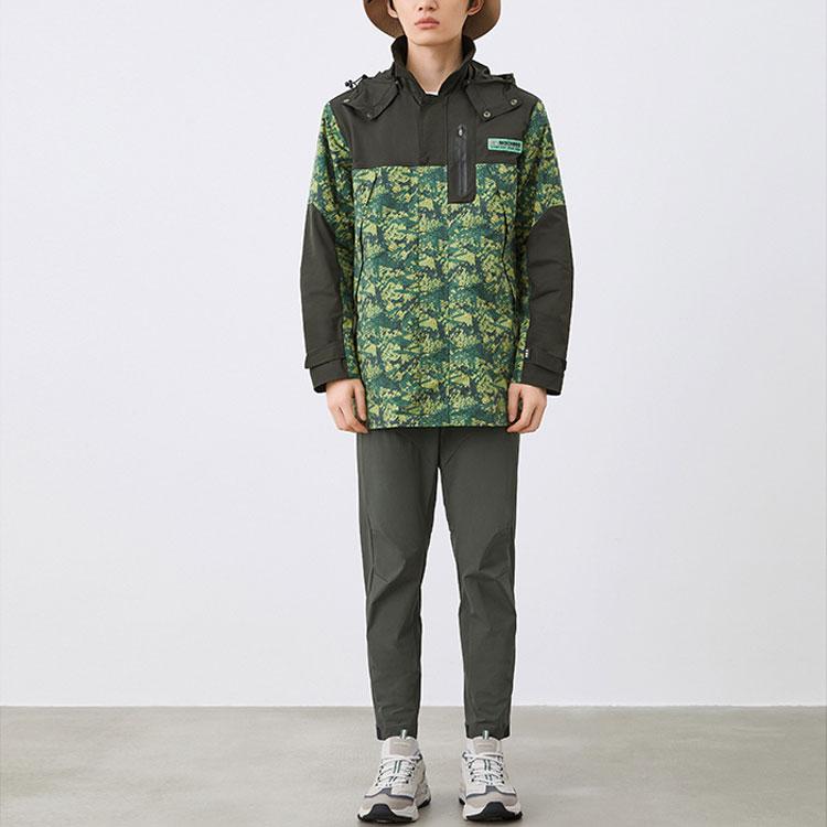 Skechers Stroll Series Printed Outdoor Workwear Patchwork Hooded Jacket Men Jacket Green Camouflage L321M132
