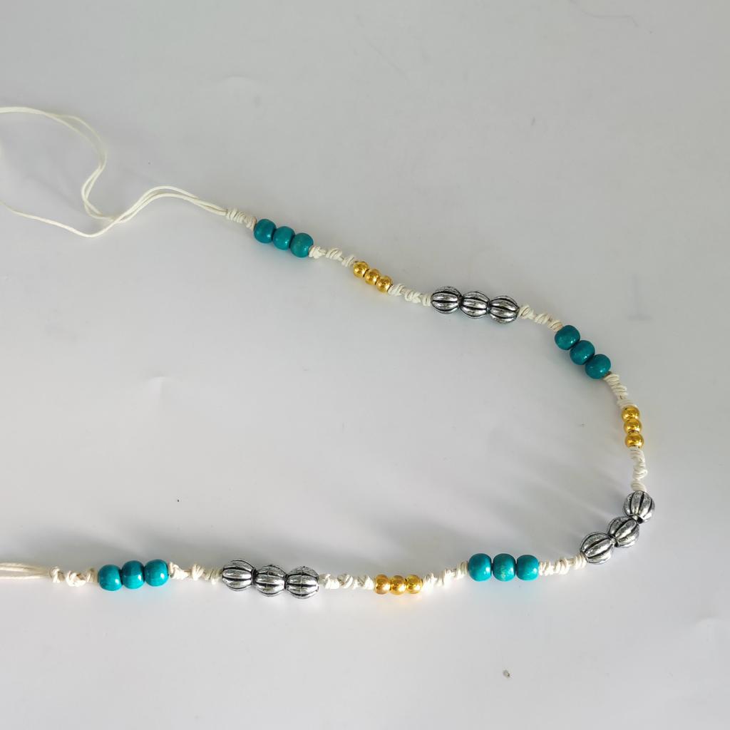 Turquoise Hat Accessories Bohemian Dyed Wooden Beads For Hat Band Fedora Hat Decoration Straw Hat Band Waist Rope