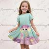 25-26 MINISO Zomer Cartoon Catch Teenieping 3DPrint Jurk Mode Kinderen Korte Mouw Prinsessenjurk Meisjes Feest Kinderkleding