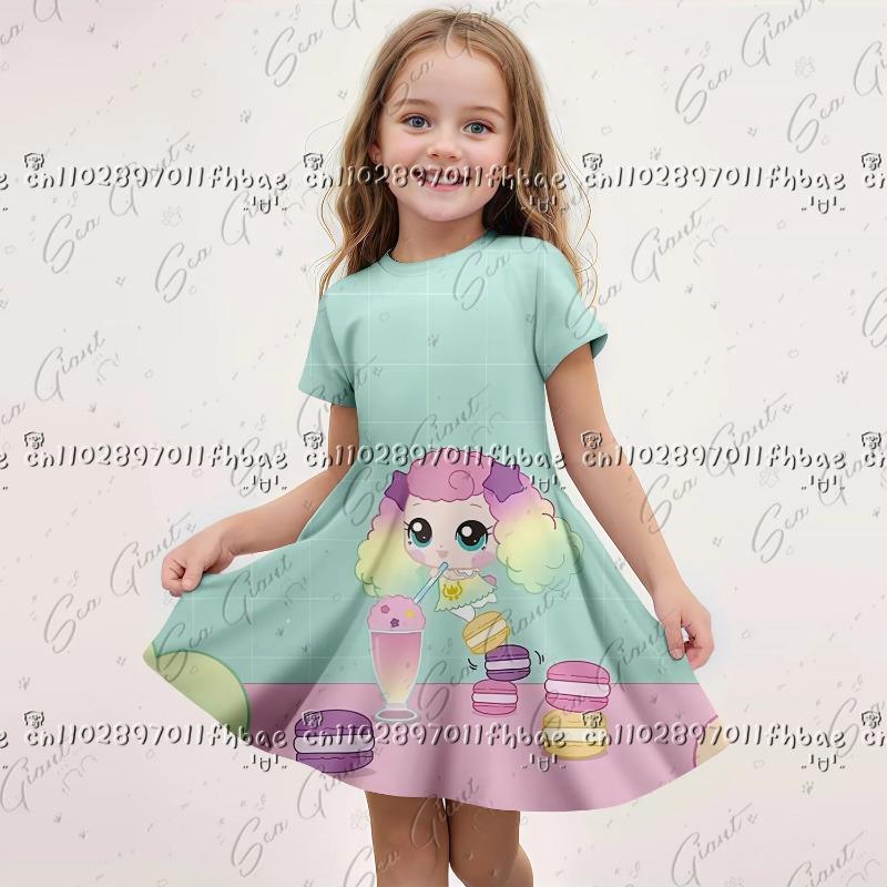 25-26 MINISO Zomer Cartoon Catch Teenieping 3DPrint Jurk Mode Kinderen Korte Mouw Prinsessenjurk Meisjes Feest Kinderkleding