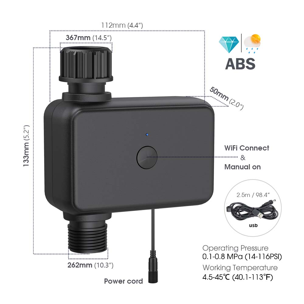 20FT 1/2" Schlauch 5G Dual-Frequenz Gartenbewässerungs-Timer-Kit 1/4" Einstellbarer Sprinkler Fernbedienung Automatisches Bewässerungssystem