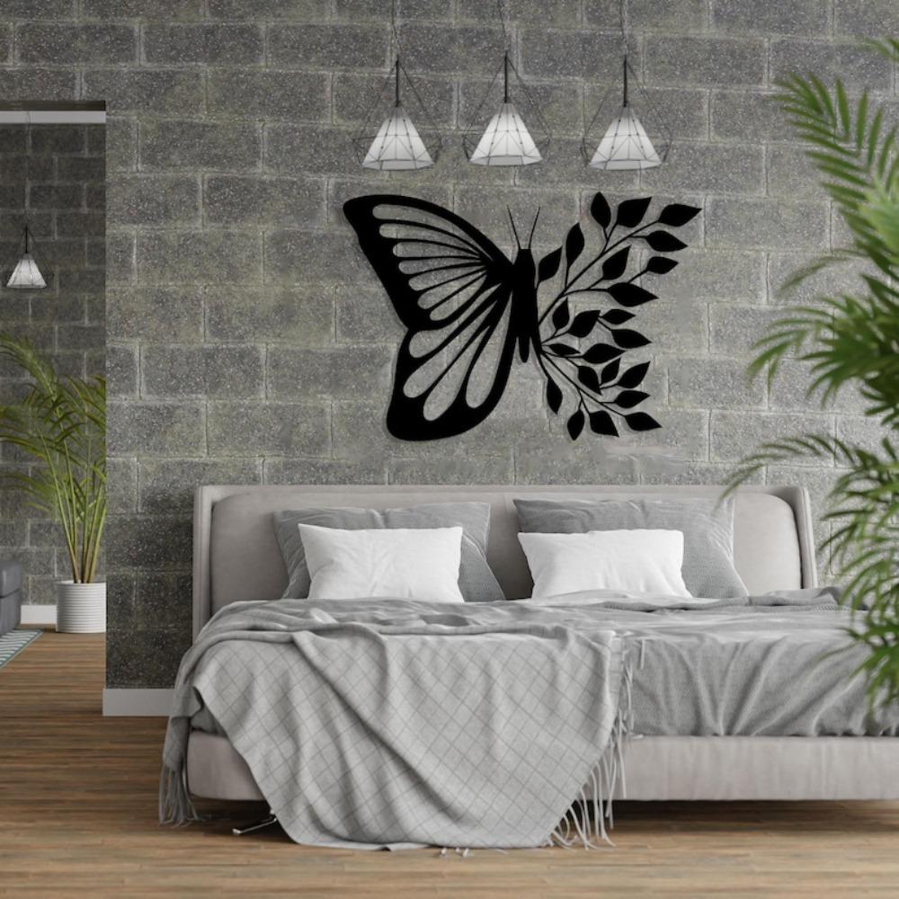 Wrought Iron Butterfly Leaves Wall Decor Nature Metal Art