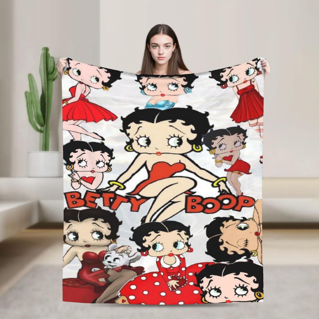 B-Bettys Boops Warm Blanket Kids Plush Throw Blanket Aesthetic Couch Chair Flannel Bedspread Sofa Bed Cover