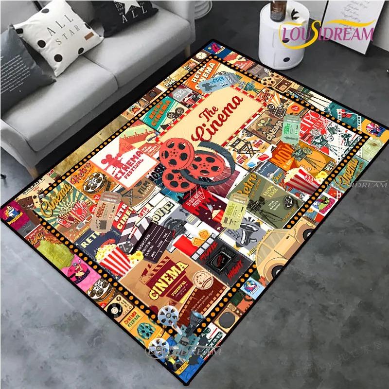 Vintage Projector Theme Movie Night Clapperboard Retro Cinema Atmosphere Table Cinema Rug Kitchen Door Kids Birthday Gift