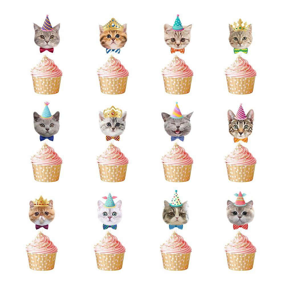 Animal Themed Pet Cat Party Banner Multicolor Cartoon Cat Cartoon Cat Garland Mixed Pattern Birthday Party Decoration Set