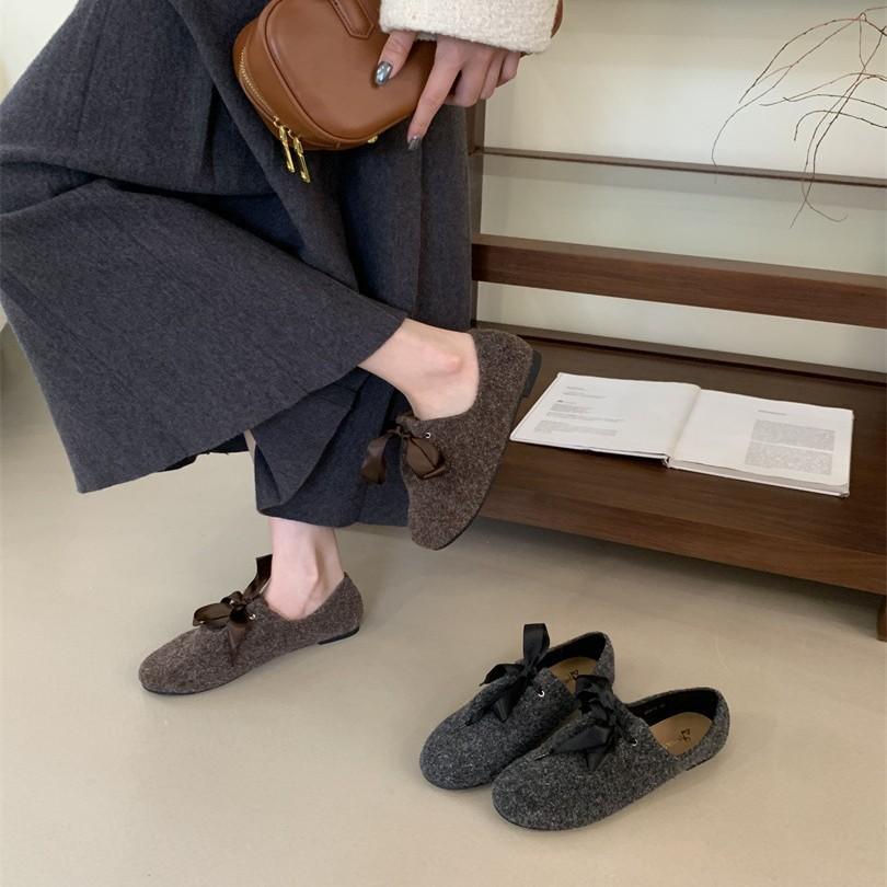 Women's shoes French soft-soled flat-soled single shoes Women's Autumn 2025 new round head one-pedal deep-mouth single shoes