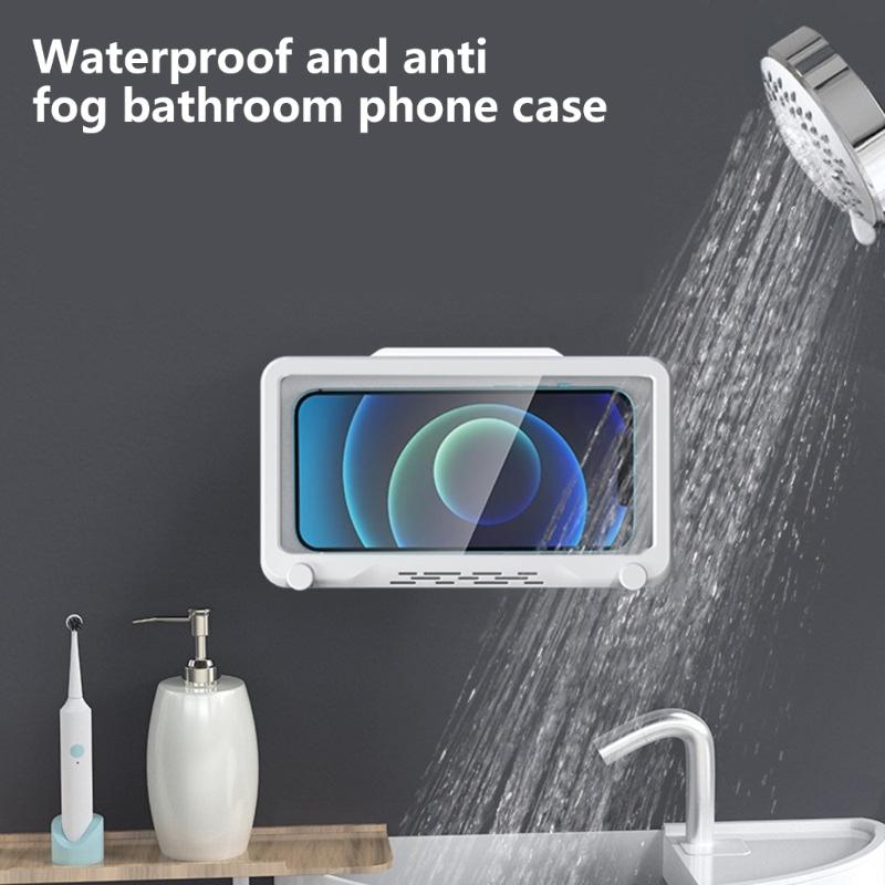 Upgraded 180° Rotating Shower Phone Holder Waterproof Case with Touching Screen,Wall Mount Shelf in Bathroom Bathtub