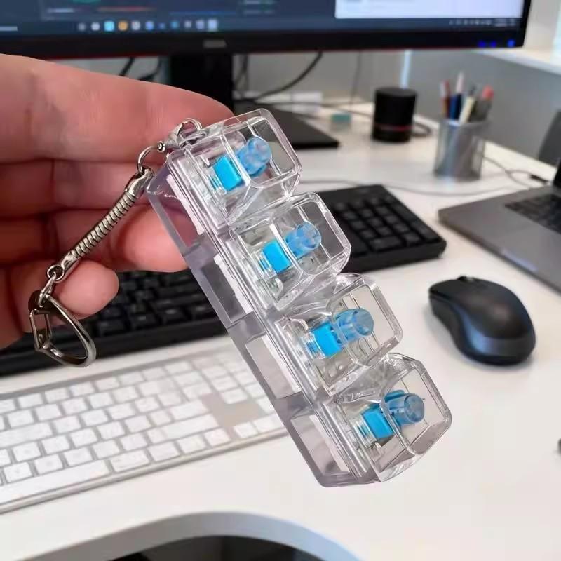 Mechanical Keyboard LED Light-Up Fidget Toy 2026 Creative Keychain Pendant for Adult Stress Relief Bag Accessory