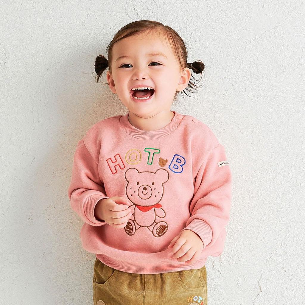 MIKIHOUSE HOT BISCUITS Sweatshirt for Boys and Salmon Product Girls, Pink, 100cm, Number 73-5602-689
