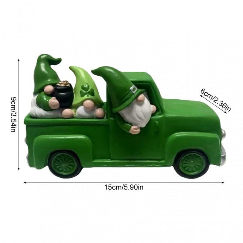 Saint Patrick S Day Dwarf Elderly Ornament Dwarf Elderly Driving Desktop Decoration Irish Festival Desktop Decoration зелёный