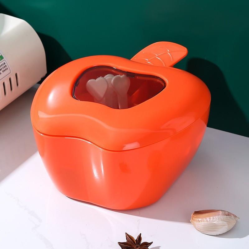 

Creative Apple Shaped Multi Grid Design Seasoning Box, Comes with 4 Spoons, Perfect for Salt, Sugar, and Various Seasoning помаранчевий