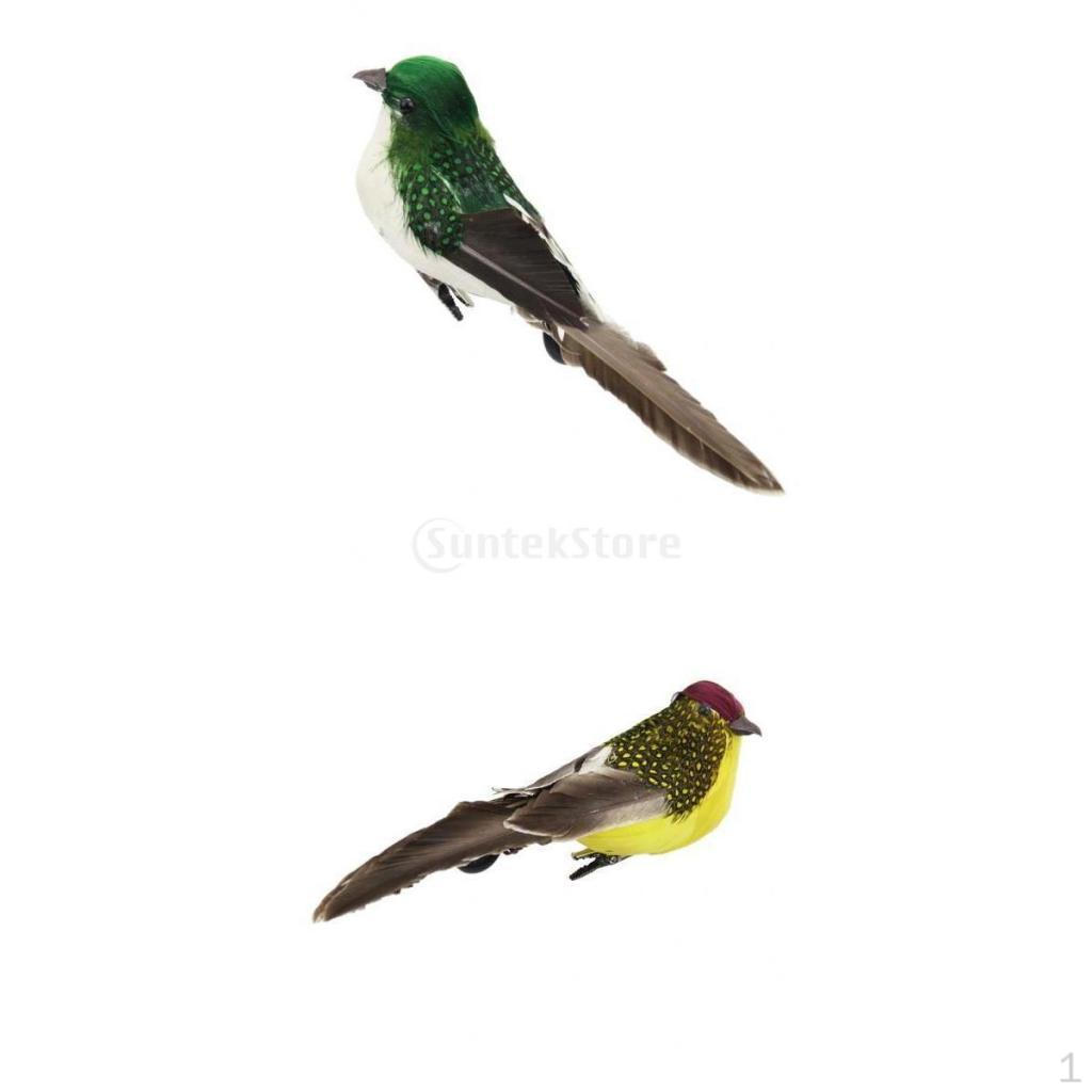 

2pcs Artificial Feathered Sparrow Bird Clip Spadger Birds