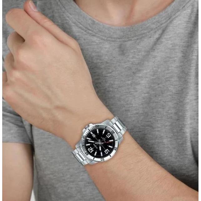 Used New Casio MTP-VD01D-1BV Men's Entiker Stainless Steel Black Dial Casual Analog Sporty Watch