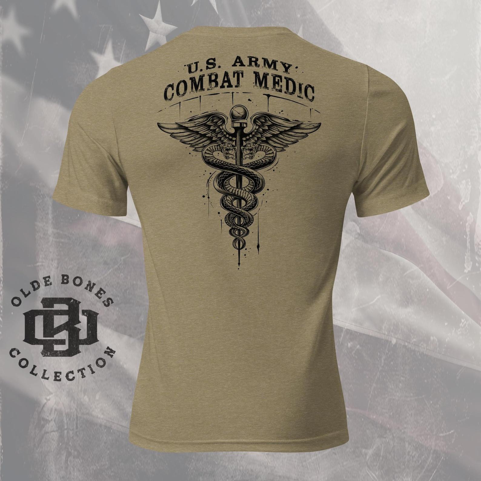 Army Combat Medic Tri-Blend Olive Military T-Shirt M