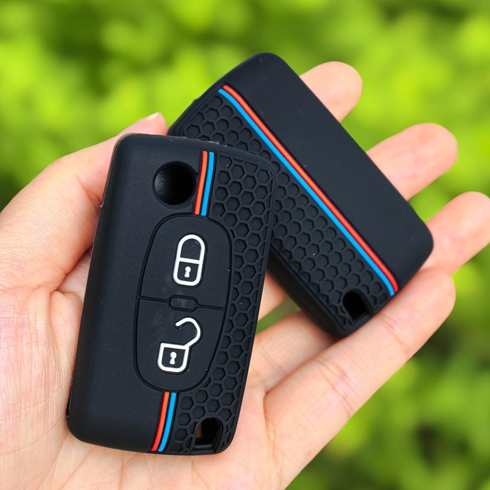 For Citroen C2 C3 C4 C5 C6 Xsara Berlingo for Peugeot 207 307 308 407 607 807 Silicone Car Key Case Cover Keychain Fob Shell