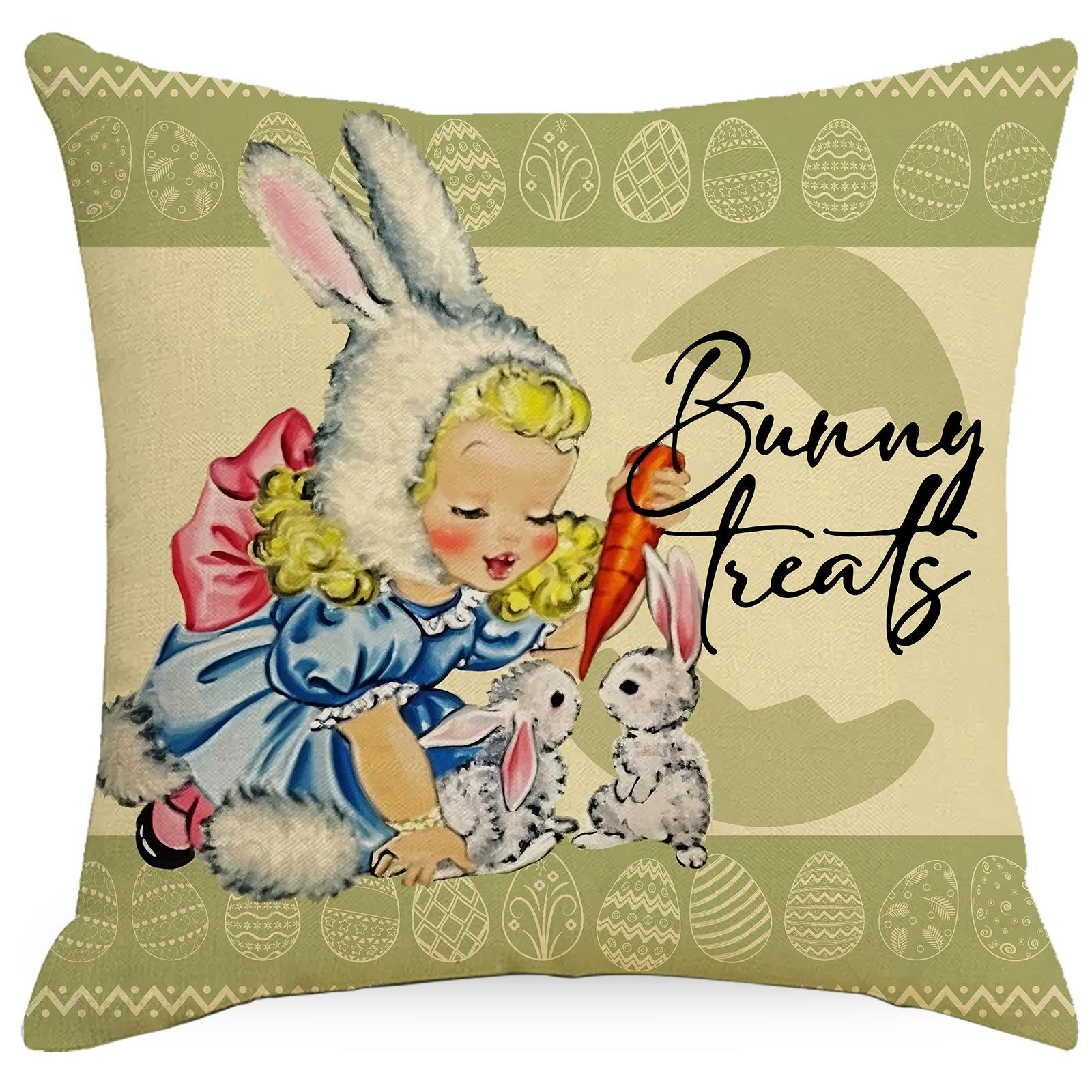 Счастливой Пасхи Наволочка с принтом Домашнее украшение Наволочка для диванной подушки Спальня Наволочка Поясничная подушка 45 * 45Cm