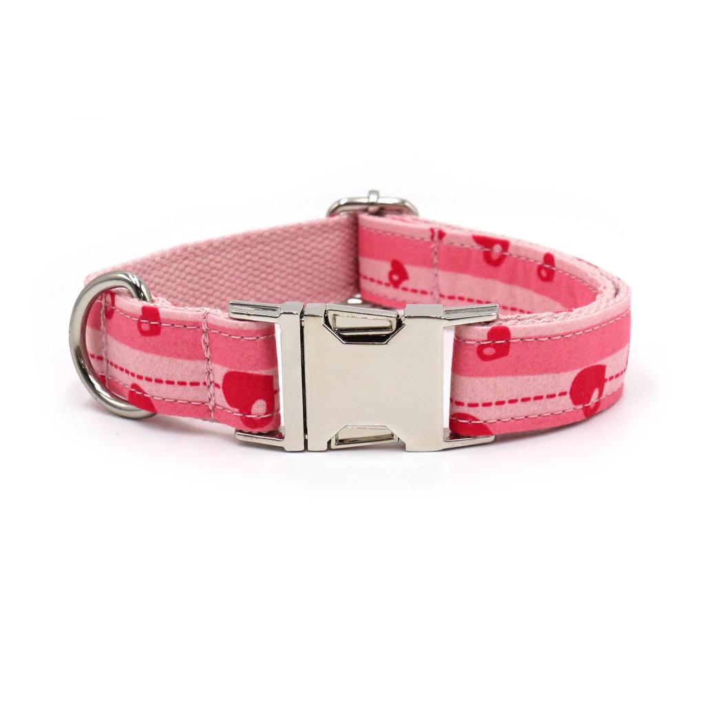 Pet Collar With Silver Buckle For Small Dogs Cotton Material Cute Flower Pattern Breathable Design