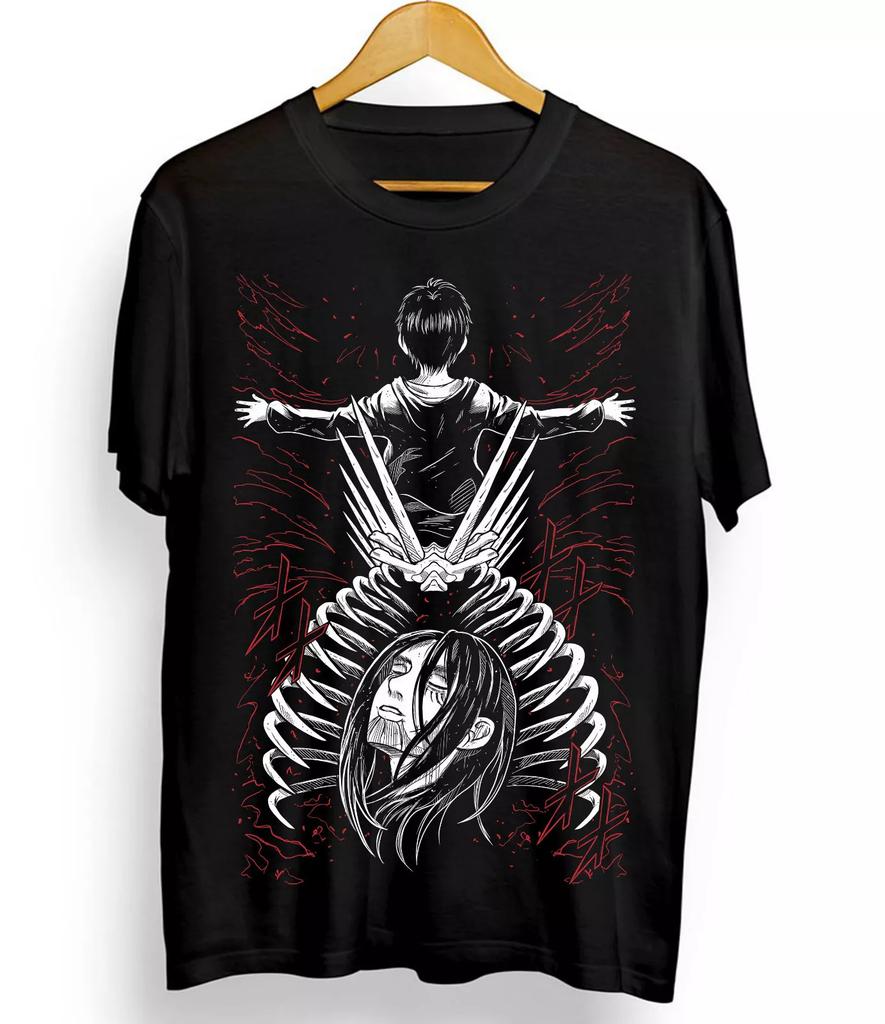 Eren Yeager Mikasa  Attack on Titan T Shirt Shingeki No Kyojin Anime Summer Cotton Men Women Couple Tee Streetwear Unisex Casual