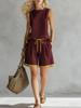 2026 European & American Sleeveless Color Block Wide-Leg Pantsuit - Summer Casual Fashion Two-Piece Set for Women