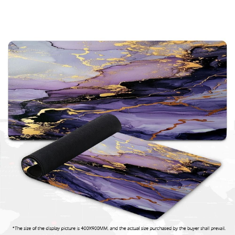 Large XXL Gold Vein Marble Mouse Pad Office Desk Mat Non-Slip Rubber Overlock Edges Keyboard Pad for Home Office Laptop Gamer