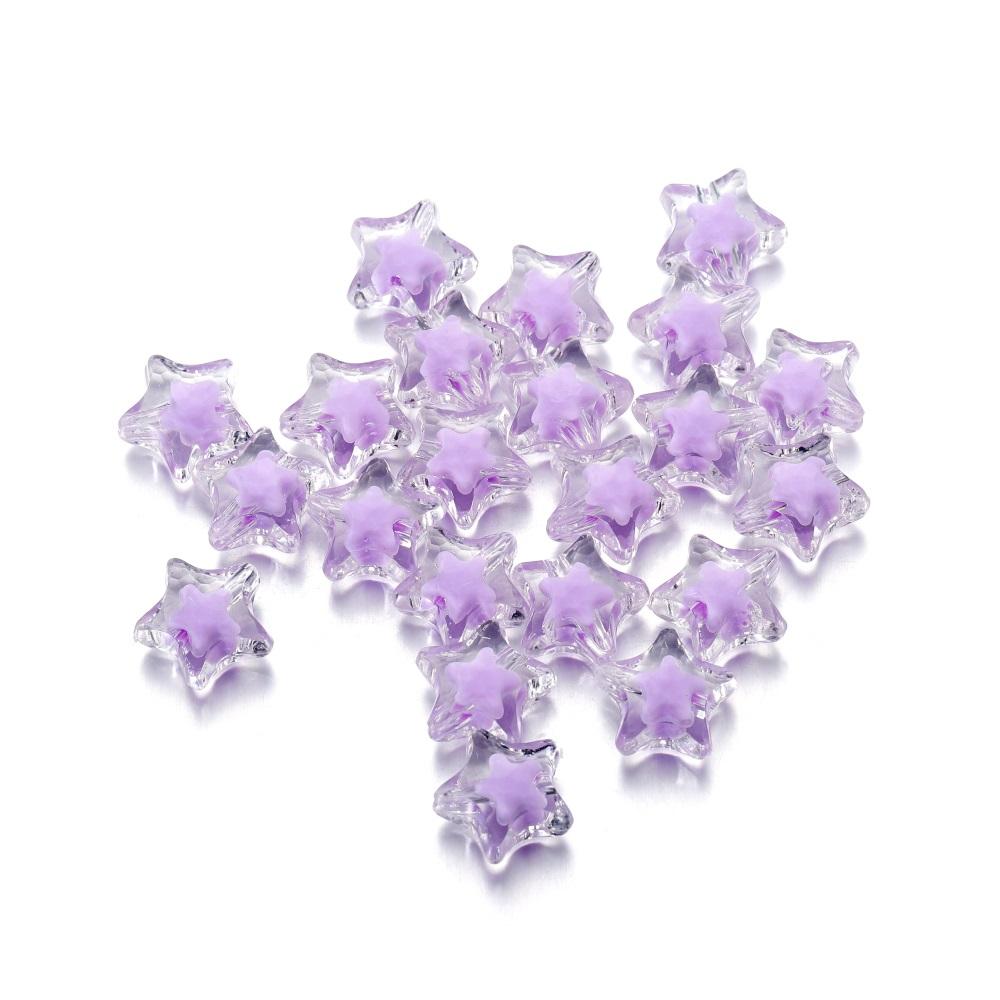 20Pcs/Lot Transparent Five-pointed Star Shape Acrylic Charm Spacer Loose Beads for Jewelry Making DIY Bracelet Accessories