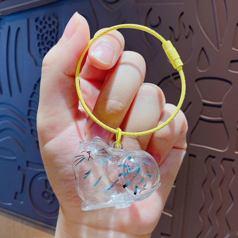 Blue Transparent Cat Hair Gashapon Keychain Storage Capsule