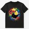T-shirt Unisex Grafica Artistica Tucano a Schizzi di Vernice Colorata