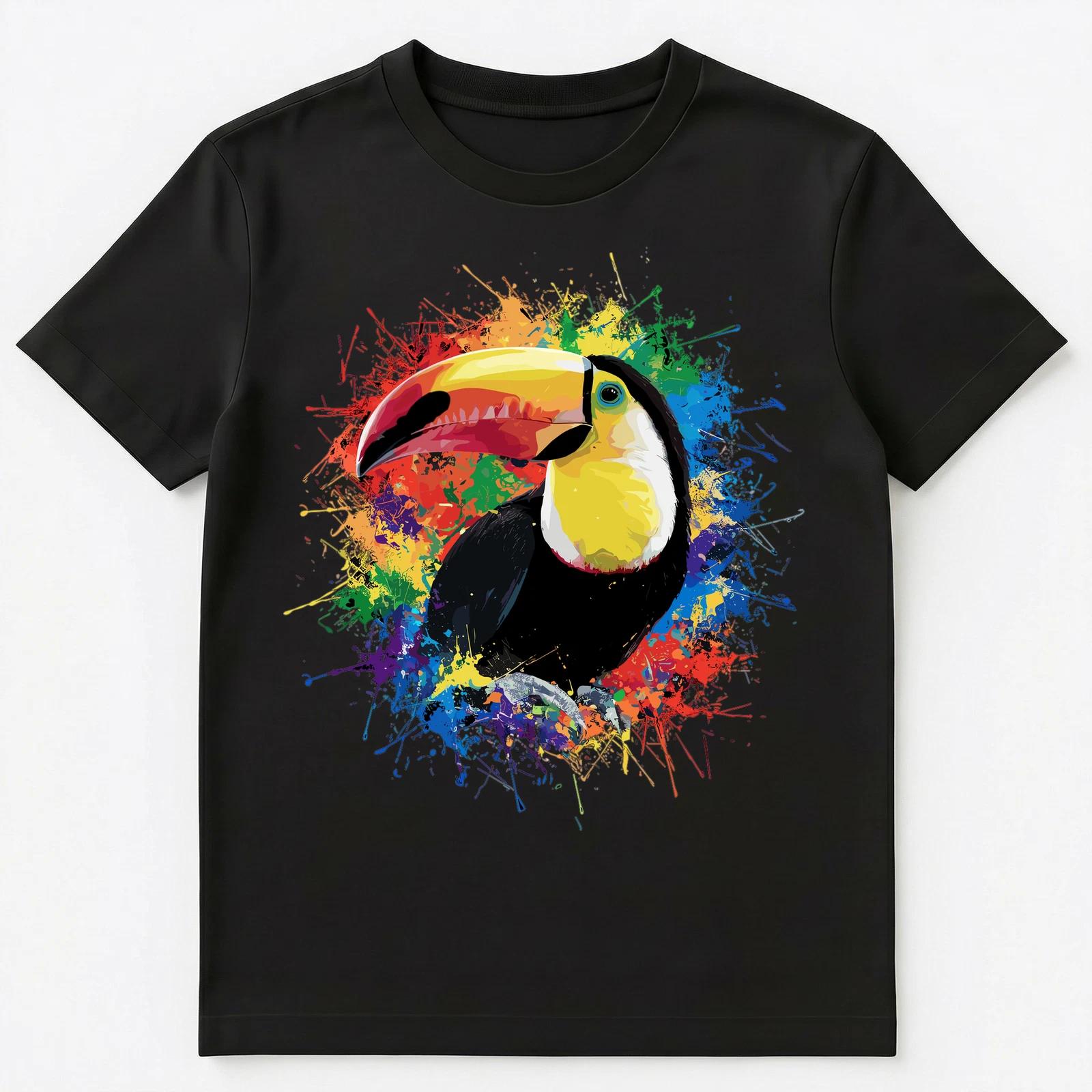 

Colorful Paint Splash Toucan Art Graphic Unisex T-Shirt L