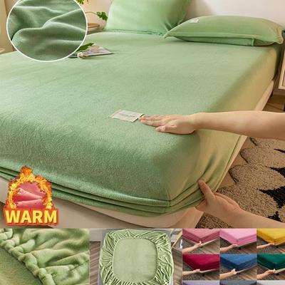 Capa de cama de flanela super quente e macia 25cm protetor de colchão universal almofada cristal veludo lençol com elástico antiácaro sem fronha
