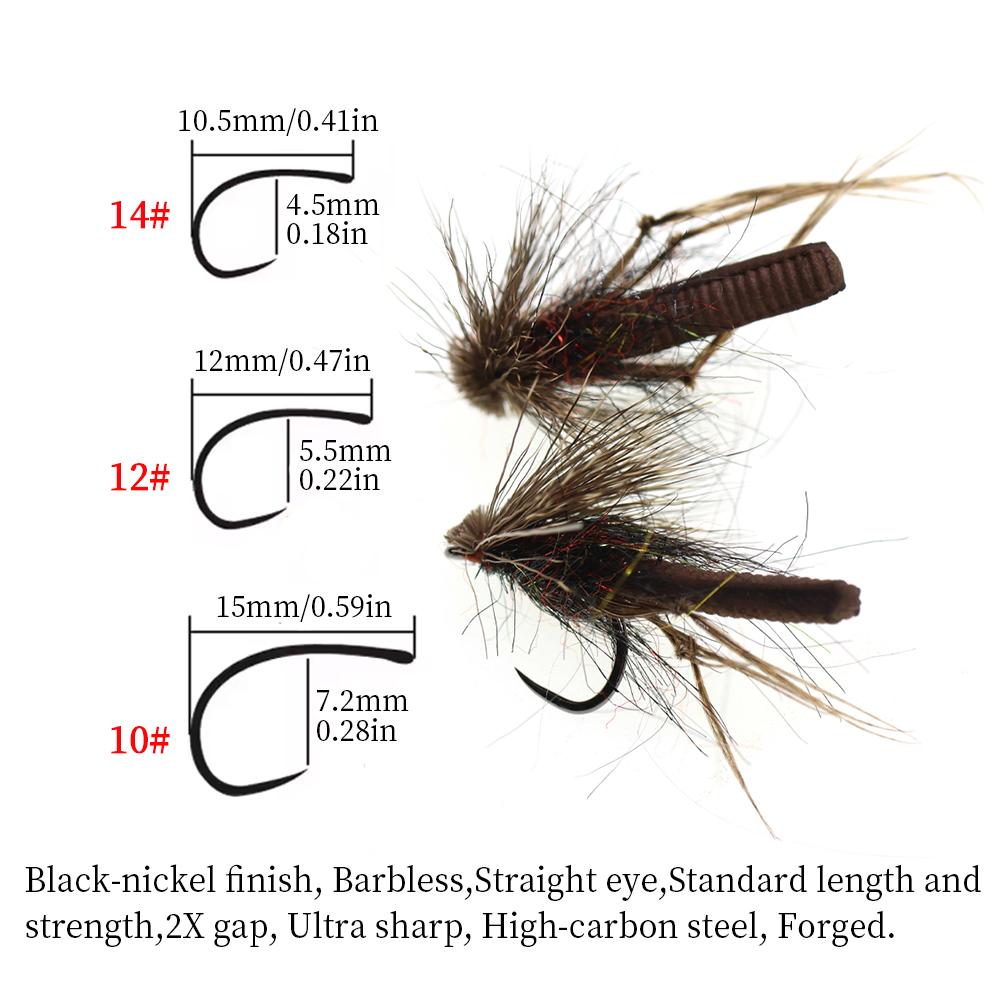 3/6PCS Caddisfly Foam Body Pupa Brown Elk Hair Barbless Hook Floating Dry Fly Mayfly Trout Bass Graying Panfish Fishing Lures