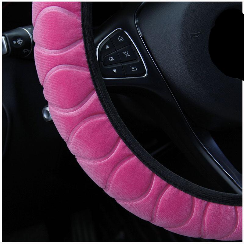 Car Steering Wheel Covers Soft Winter Warm Plush Steering Wheel Cover for Women Car Styling Auto Interior Decoration 37-39CM