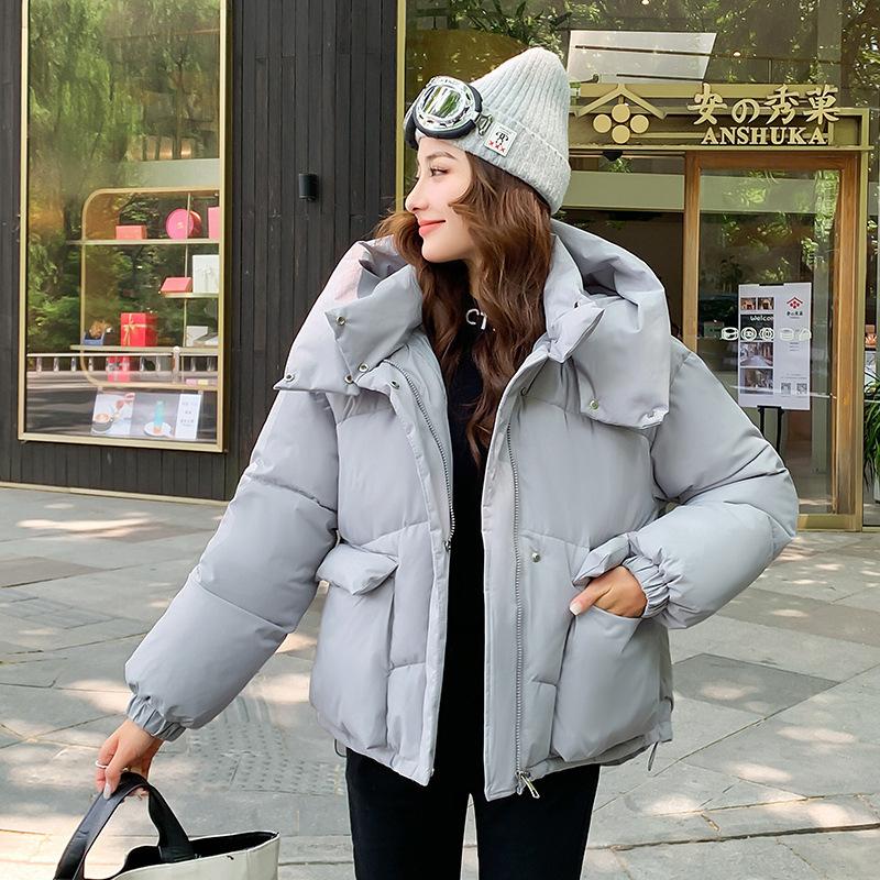 Down cotton-padded clothes for women's autumn and winter new student short loose casual big pocket jacket trendy