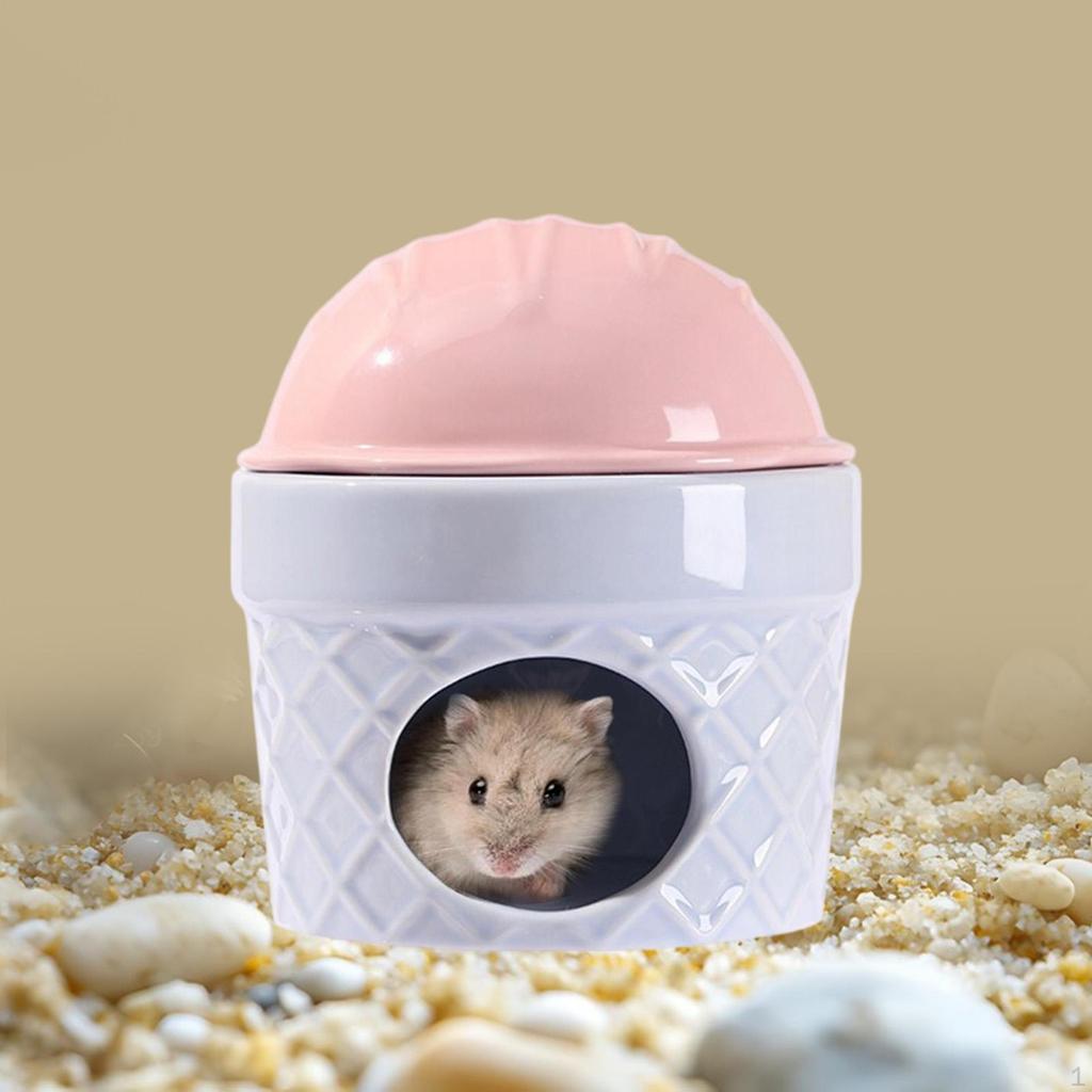 Ceramic Hamster Nest Habitats, Indoor Summer Decorative Hut House Pet Hideout for Dwarf