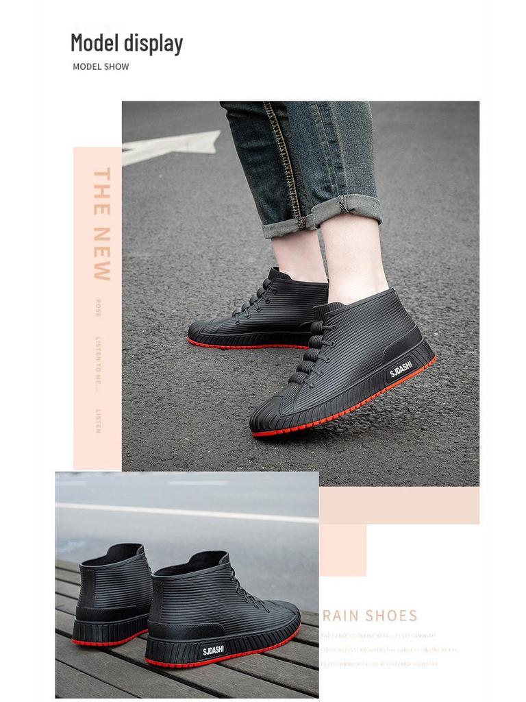 Men's Non-Slip Waterproof Short Rain Boots for Kitchen, Car Washing, Fishing, and More