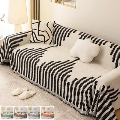Dicke Chenille-Decke, klassische schwarze Streifen, Sofadecke, Sommercouch, rutschfeste Decke, Büro, Nickerchen, Schal, Kissen, Sofabezüge