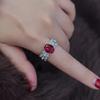 Open Ring 3ct High Carbon Ruby Ring for Women Wide Band Wing Setting Pigeon Blood Red Gemstone Jewelry