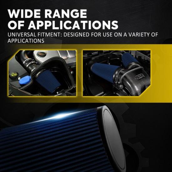 Blue 4" Inlet Truck Air Filter Dry Flow Clamp-On Round Cone Air Intake Kit EOA