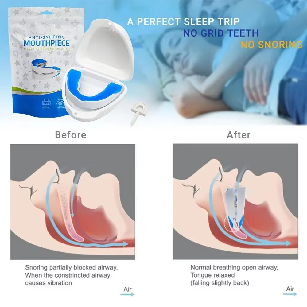 Protège-bouche anti-ronflement Embouchure en silicone Stop ronflement Bruxisme Aide au sommeil Protection contre l'apnée Dispositif anti-ronflement pour les dents Ronflement oral