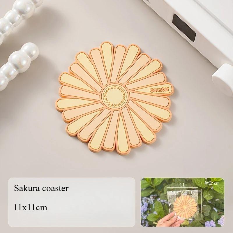 Silicone Placemat Flower Heat Resistant Blossom Coffee Cup Coaster Heat Insulation BowlMat for Table Pot Holder Pad Cup Placemat