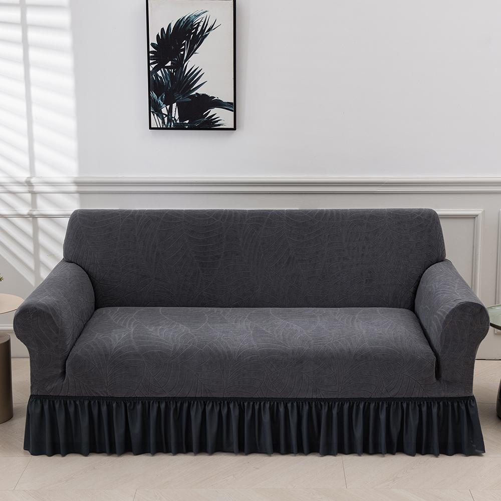 

Jacquard Sofa Slipcover With Skirt Stretch Sofa Cover For Living Room Couch Covers Easy Fitted Washable Furniture Protector 1Pc 1-seat 90-140cm