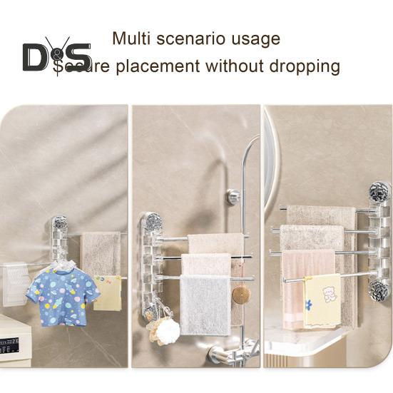 Handtuchhalter mit drehbarem Schwenkarm und Saugnapf-Design. Einfache Installation. Wandmontierter Badezimmer-Handtuchhalter-Organizer.