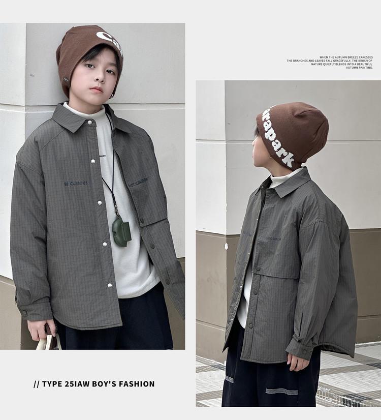 Jungen Herbst/Winter 2025 Karierte Langarmjacke - Dicke, trendige, lässige Hemdjacke für Kinder